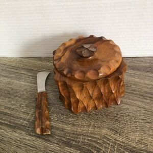 Vtg MCM Oliv-Art Covered Butter Dish